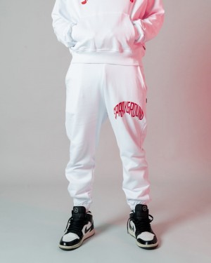 White Sprayground Joggers Shark Shape Basic Men's Pants | 757097561