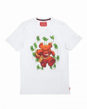 White Sprayground Money Bear Women's T Shirts | 465939666