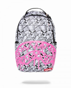 White Sprayground Money Boys Attack Men's Backpacks | 442518916