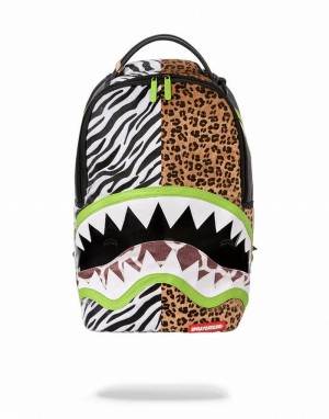 White Sprayground Safari Cut Men's Backpacks | 857034036