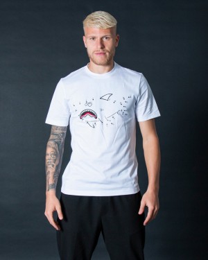 White Sprayground Search The Point Men's T Shirts | 162173841