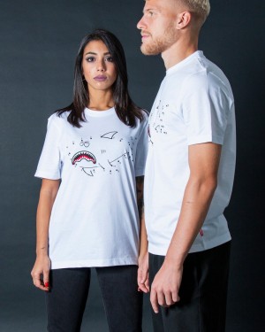 White Sprayground Search The Point Women's T Shirts | 504559444