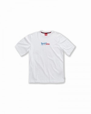 White Sprayground Shark Island Over Women's T Shirts | 165946451