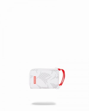 White Sprayground Shark Pattern Men's Wallets | 799424608