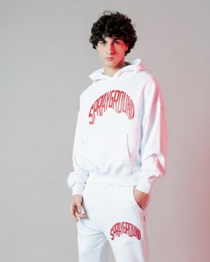 White Sprayground Shark Shape Basic Men's Hoodie | 500715472