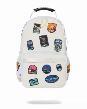 White Sprayground Space Seeker Cargo Men's Backpacks | 796331298