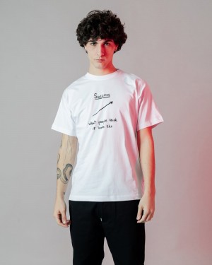 White Sprayground Success Line Men's T Shirts | 453080047