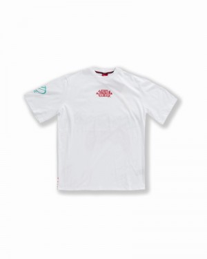 White Sprayground Tags Over Men's T Shirts | 364983929