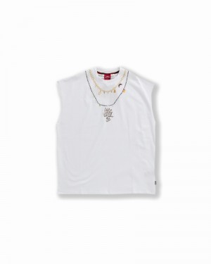 White Sprayground Tank Tops Necklaces Over Women's Tank Top | 332772929