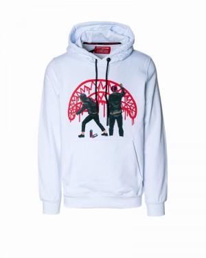 White Sprayground Wall Hood Women's Hoodie | 83177918