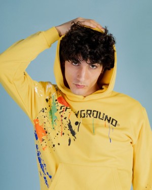 Yellow Sprayground Color Splat Men's Hoodie | 506479840
