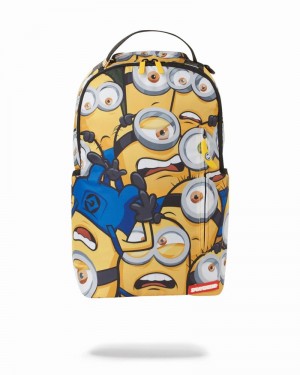 Yellow Sprayground Minions Crammed Men's Backpacks | 750586319