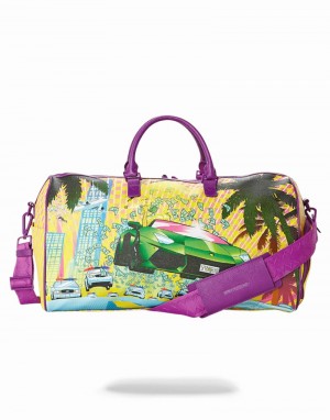 Yellow Sprayground On The Run Men's Duffle Bags | 163735812