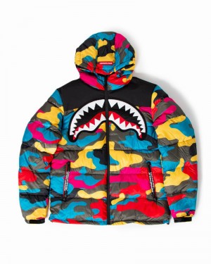 Yellow Sprayground SG Tyedye Camo Men's Down Jackets | 123920172