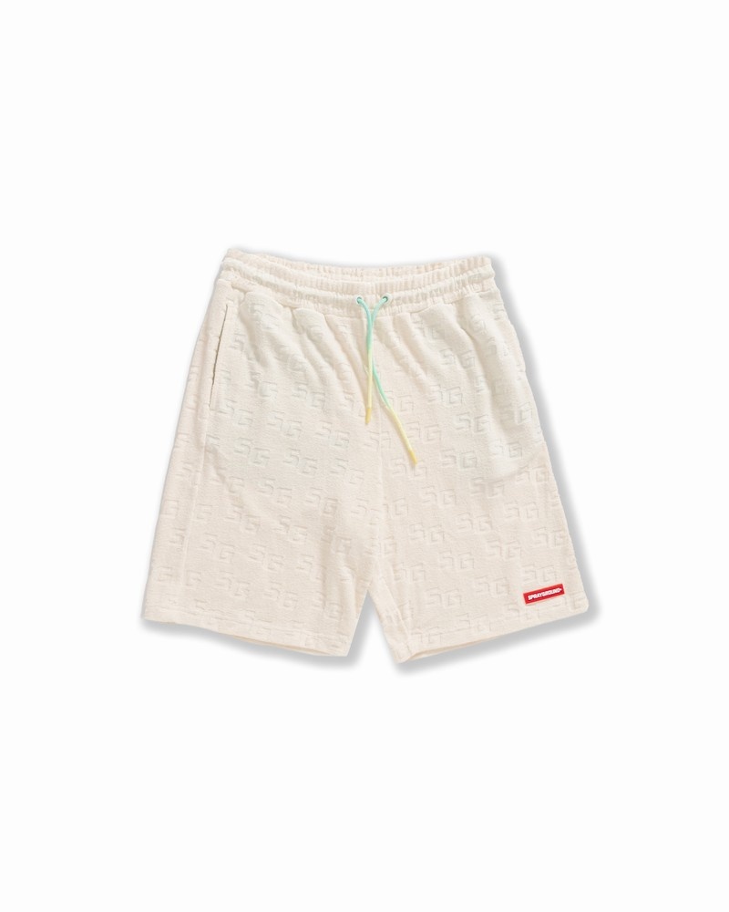 Beige Sprayground Bermuda Jacquard Men\'s Shorts | 991606718