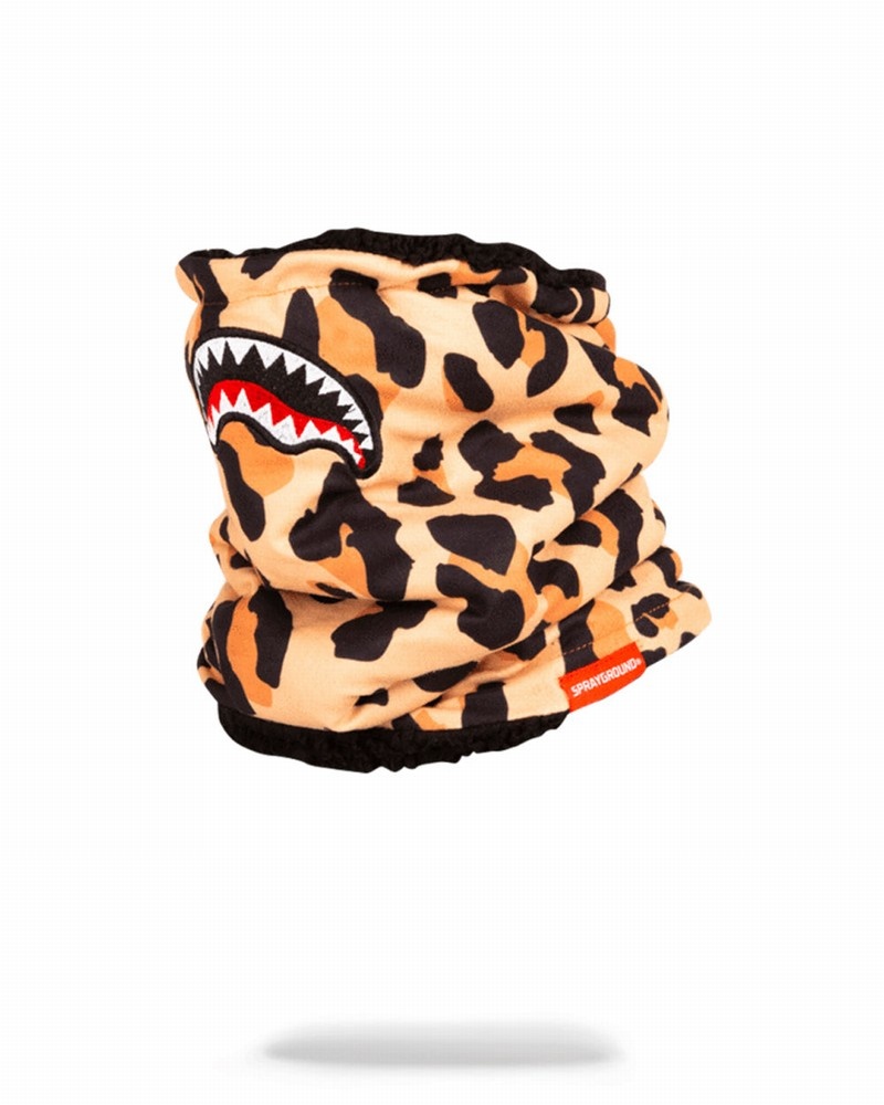 Beige Sprayground Camel Leopard Warmer Men's Neck Warmer | 260397228
