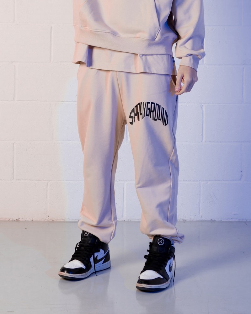 Beige Sprayground Joggers Shark Shape Basic Men\'s Pants | 509198242