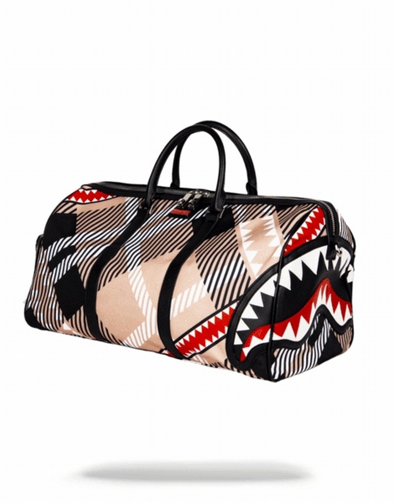 Beige Sprayground Sharks In London Men's Duffle Bags | 180227243