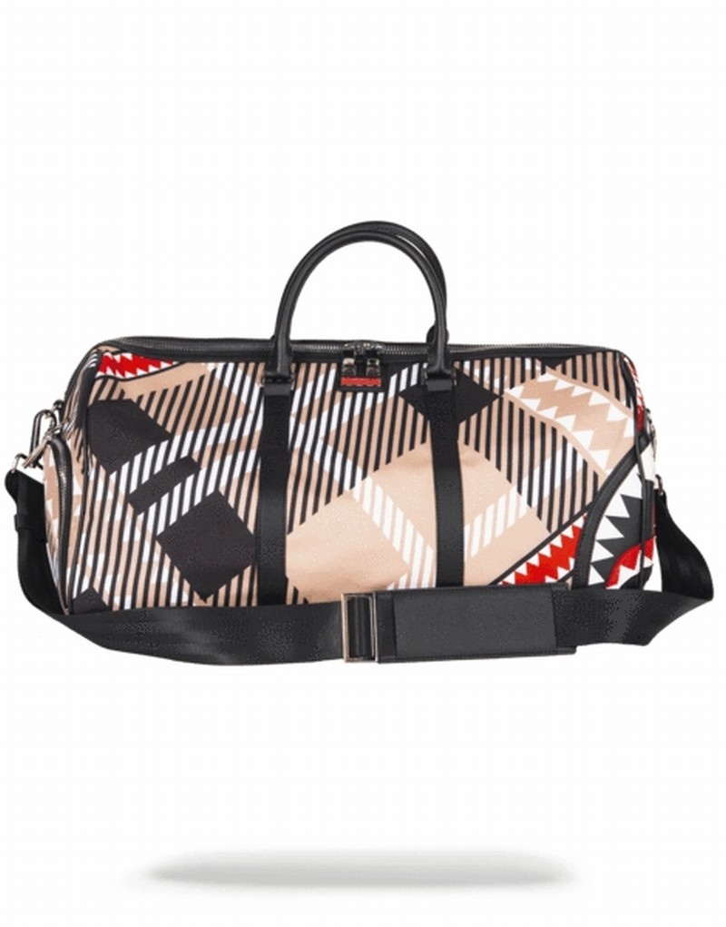 Beige Sprayground Sharks In London Men\'s Duffle Bags | 180227243