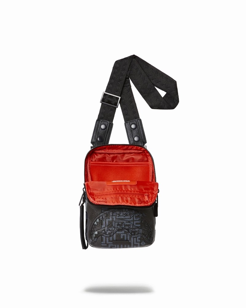 Black Sprayground 3am The Trilogy Sling Men's Shoulder Bags | 125917151