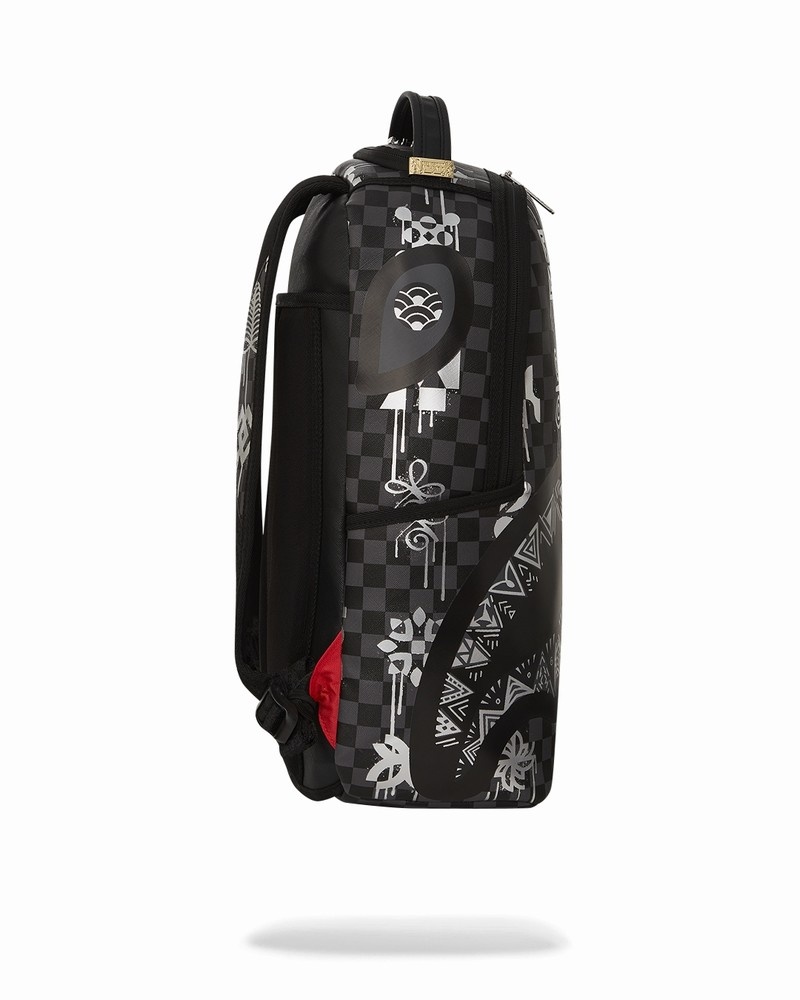 Black Sprayground African Intelligence 9 Power Glyphics - Sandflower Collab Men's Backpacks | 363726545