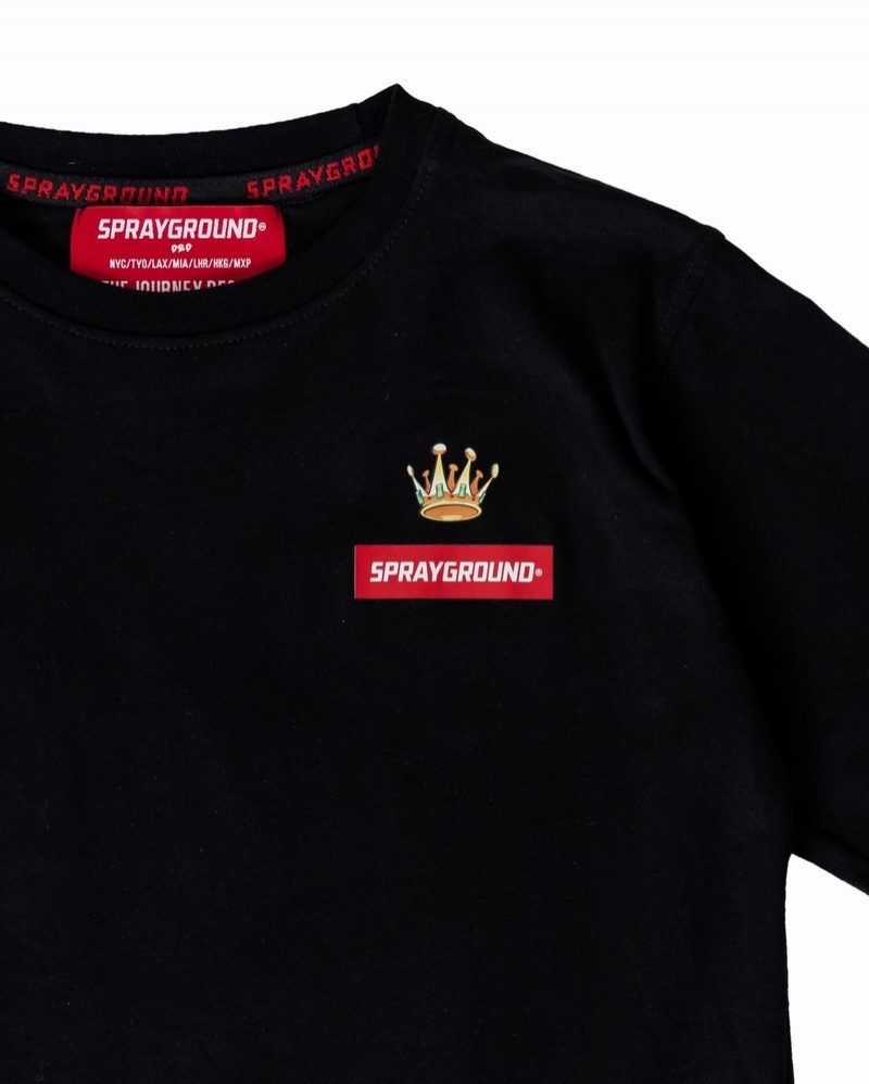 Black Sprayground Astromane Jump Smooth Kids' T Shirts | 421512116