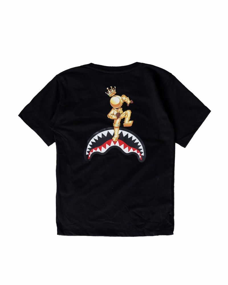 Black Sprayground Astromane Jump Smooth Kids' T Shirts | 421512116