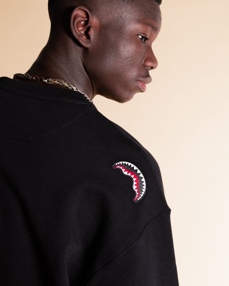 Black Sprayground Be Rich Crewneck Men's Sweatshirts | 303486182