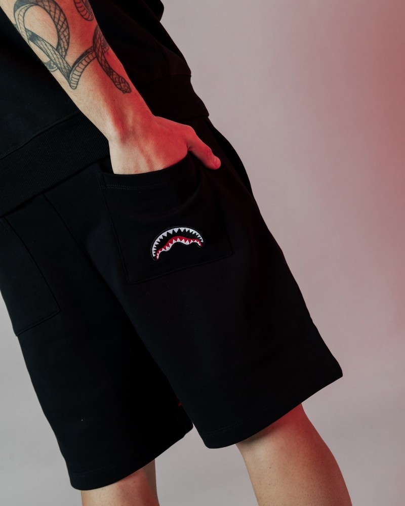 Black Sprayground Bermuda Shaded Embroidery Men's Shorts | 708269397