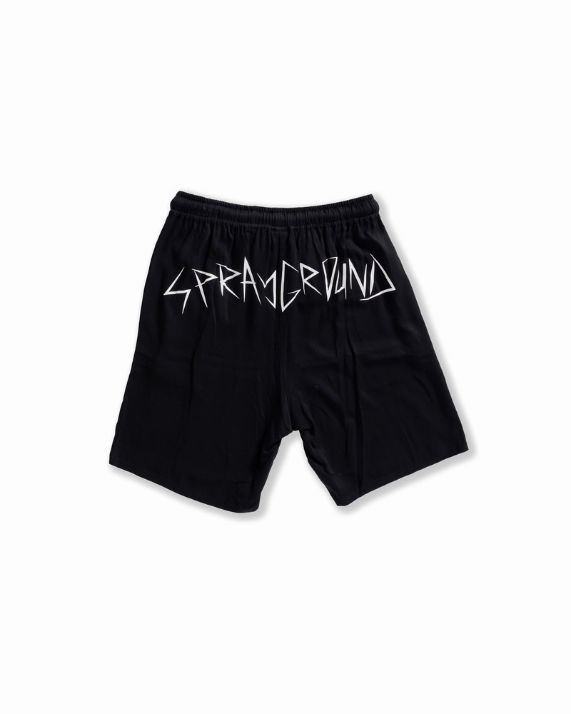 Black Sprayground Bermuda Shark Vibes Cotton Men's Shorts | 975353770