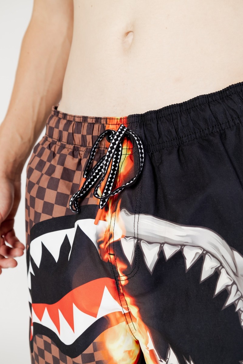 Black Sprayground Burnt Sharks In Paris Swm Women's Swim Shorts | 555144892