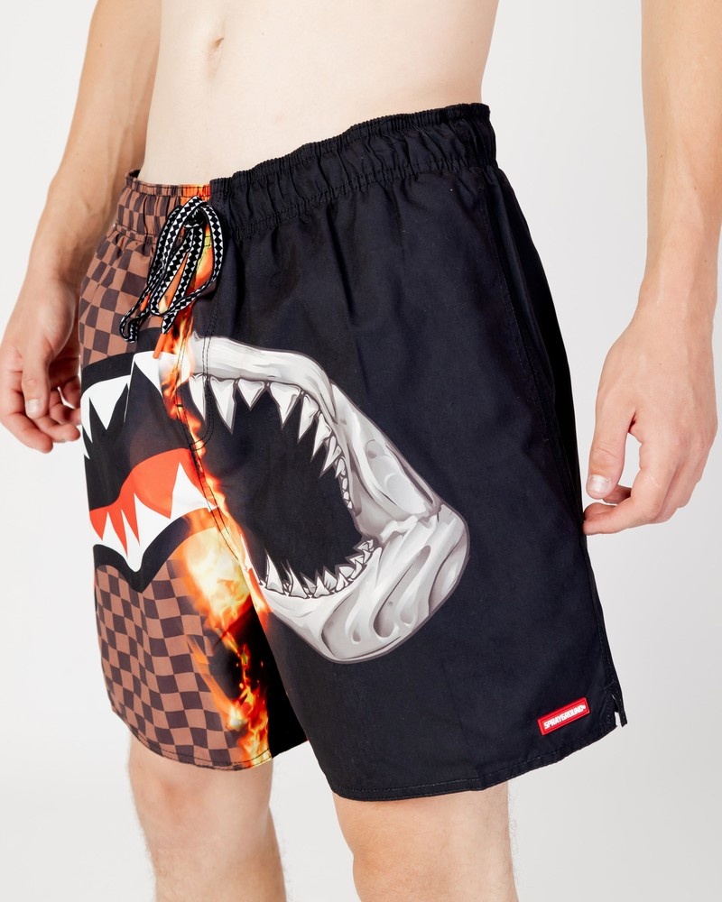 Black Sprayground Burnt Sharks In Paris Swm Women's Swim Shorts | 555144892