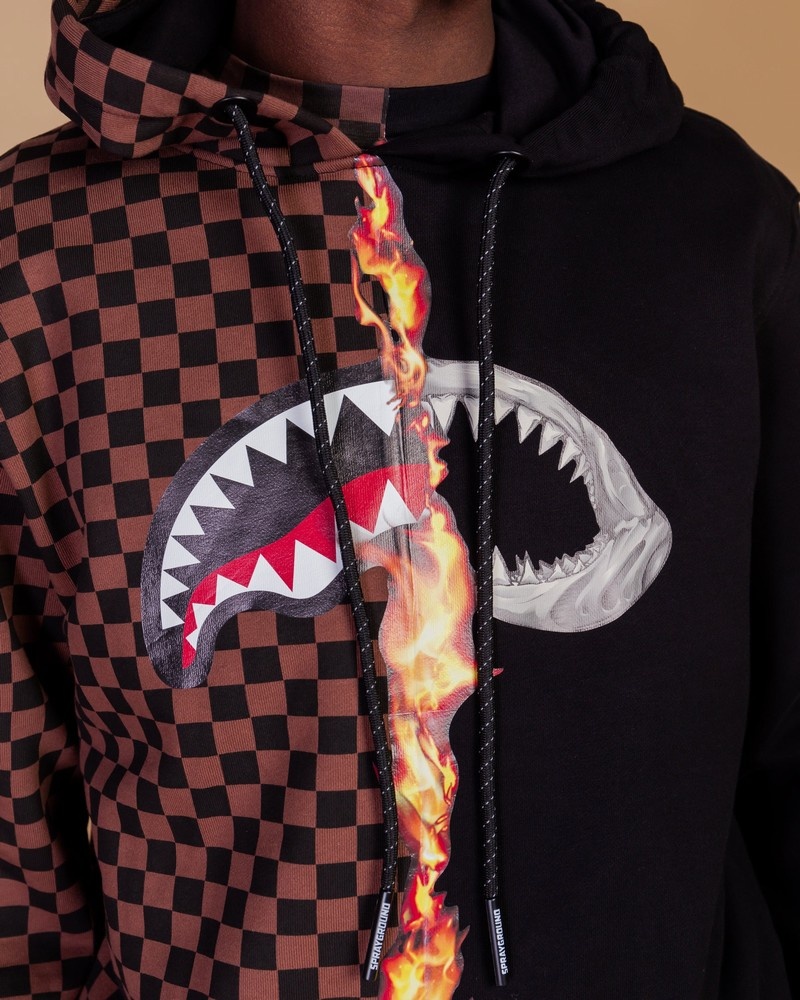 Black Sprayground Burnt Sharks In Paris Men's Hoodie | 803401882