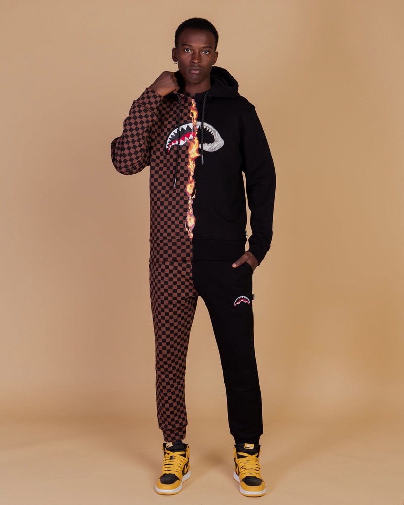 Black Sprayground Burnt Sharks In Paris Men's Hoodie | 803401882