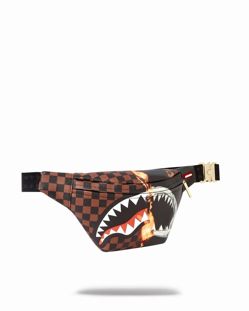 Black Sprayground Burnt Sharks In Paris Savvy Men's Waist Bags | 23217679