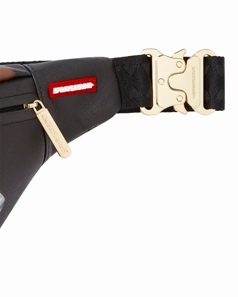 Black Sprayground Burnt Sharks In Paris Savvy Men's Waist Bags | 23217679