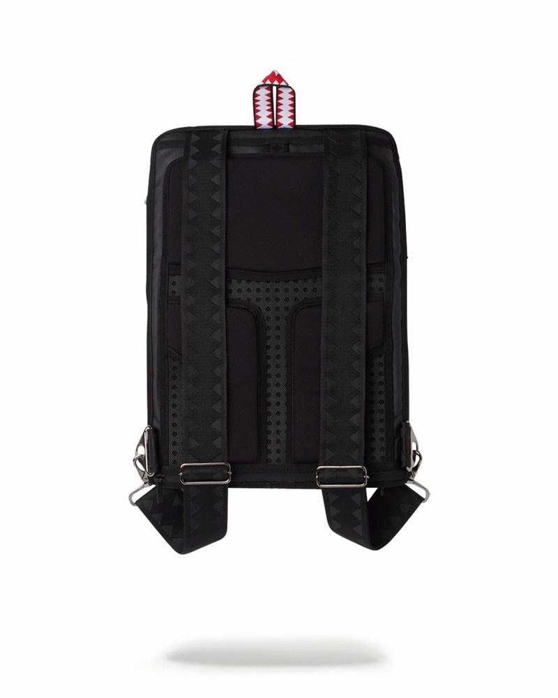 Black Sprayground Cargo Flat Men's Backpacks | 711625064