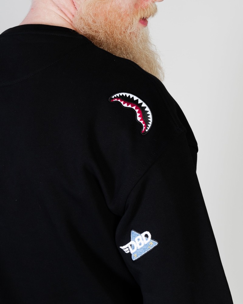 Black Sprayground Characters Crewneck Men's Sweatshirts | 631382266