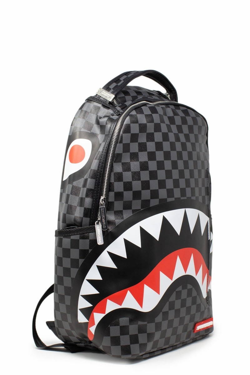 Black Sprayground Checkered Sharks In Paris Men's Backpacks | 884845091