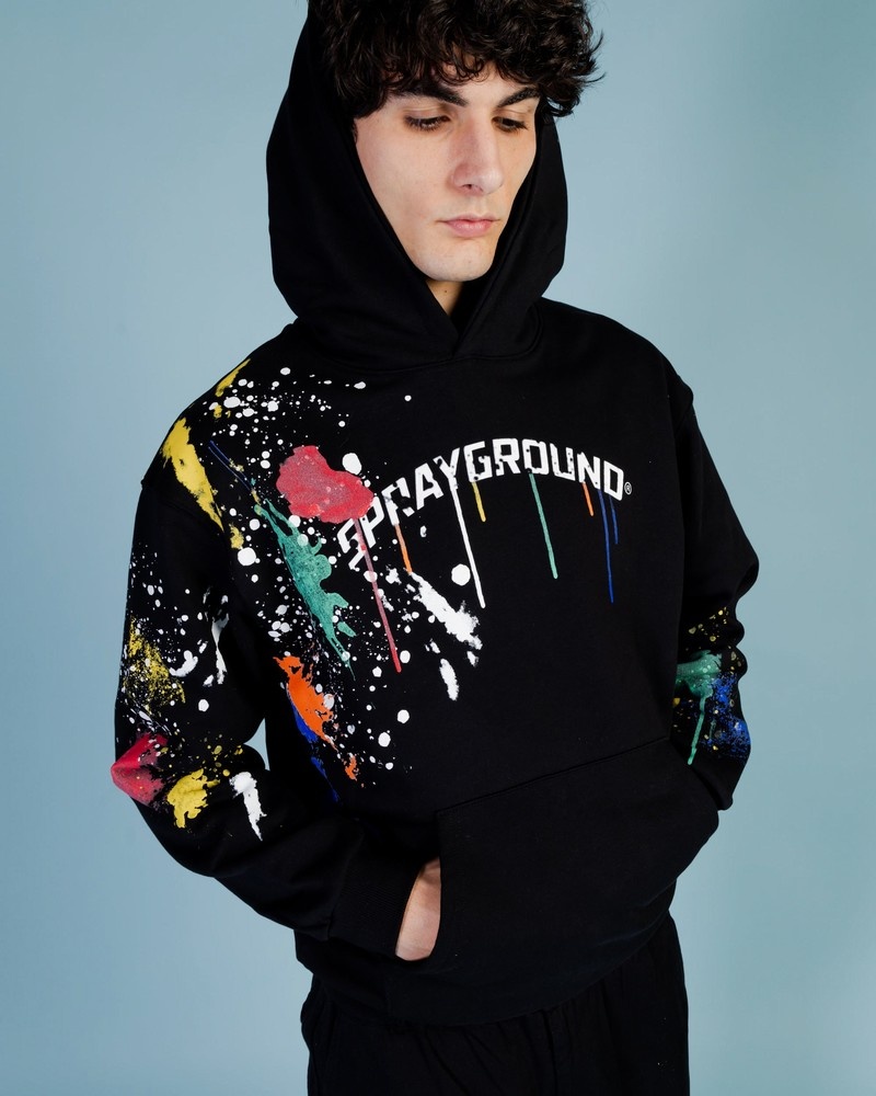Black Sprayground Color Splat Men's Hoodie | 476904648