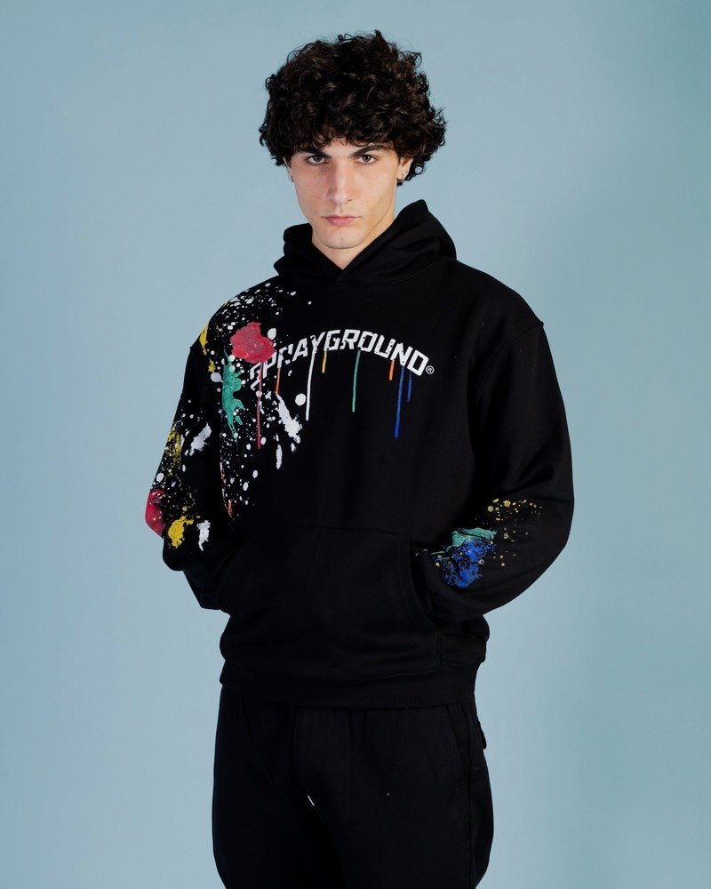 Black Sprayground Color Splat Men's Hoodie | 476904648