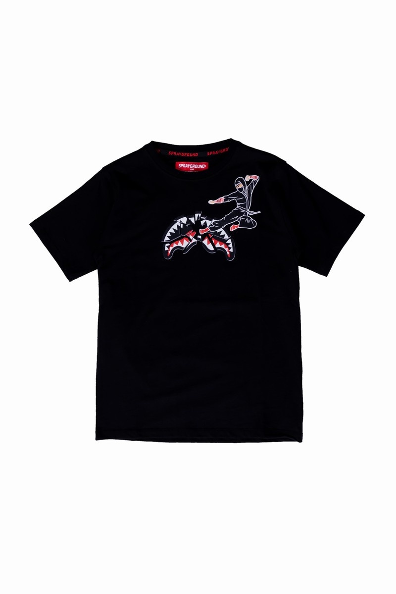 Black Sprayground Crash Smooth Ninja Kids\' T Shirts | 71625927