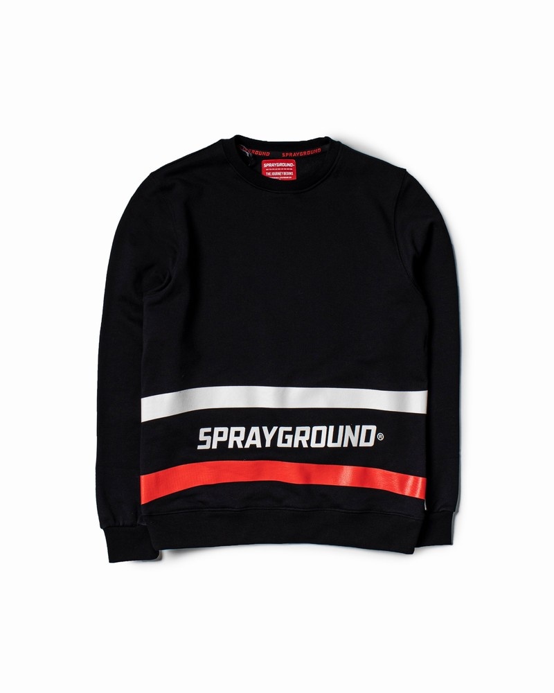 Black Sprayground Crew Men's Sweatshirts | 456098533