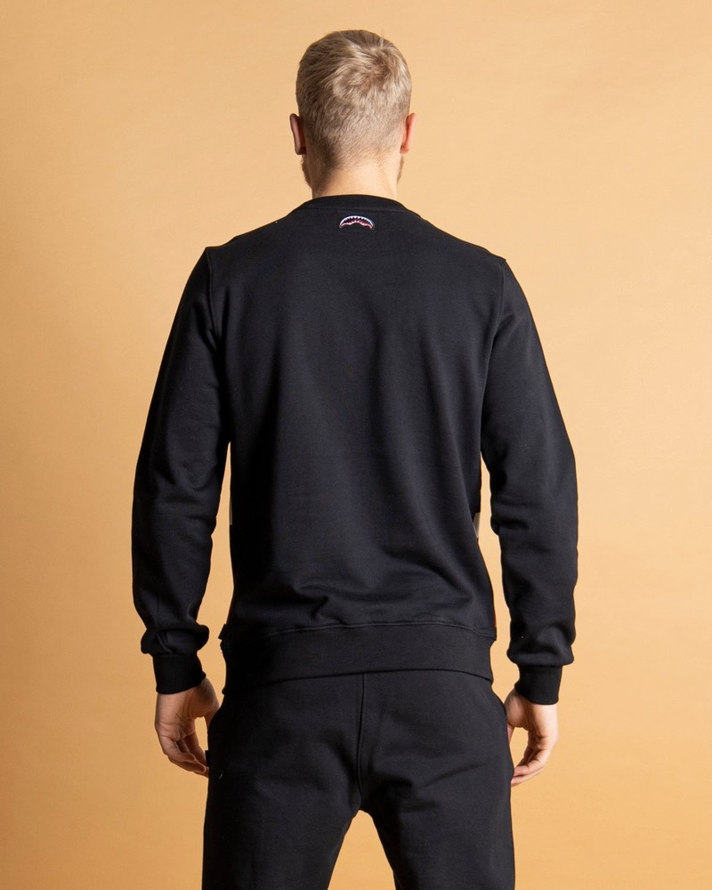 Black Sprayground Crew Men's Sweatshirts | 456098533