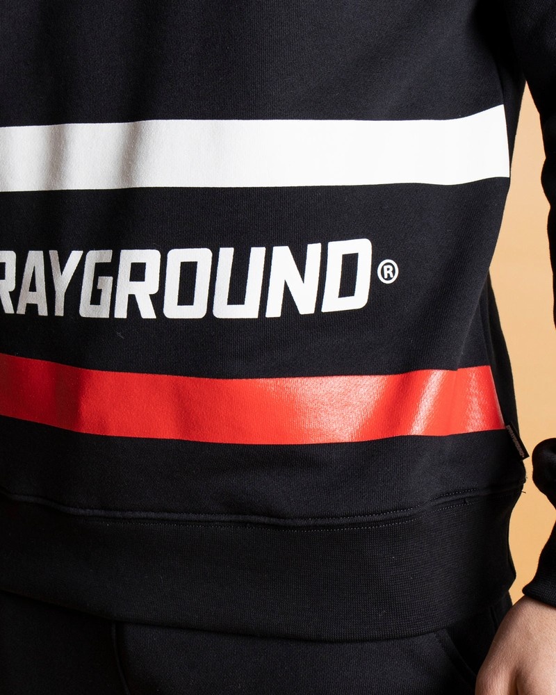 Black Sprayground Crew Men's Sweatshirts | 456098533