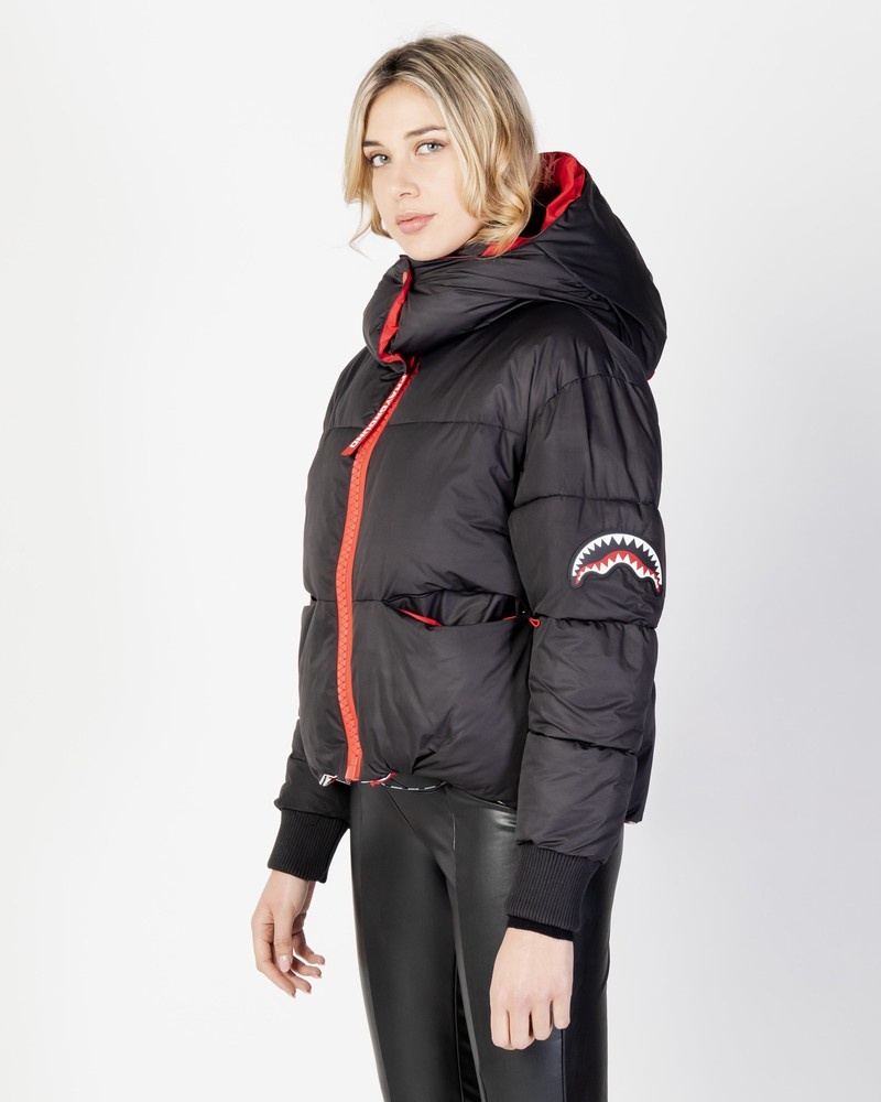 Black Sprayground Crop Women\'s Down Jackets | 961188992
