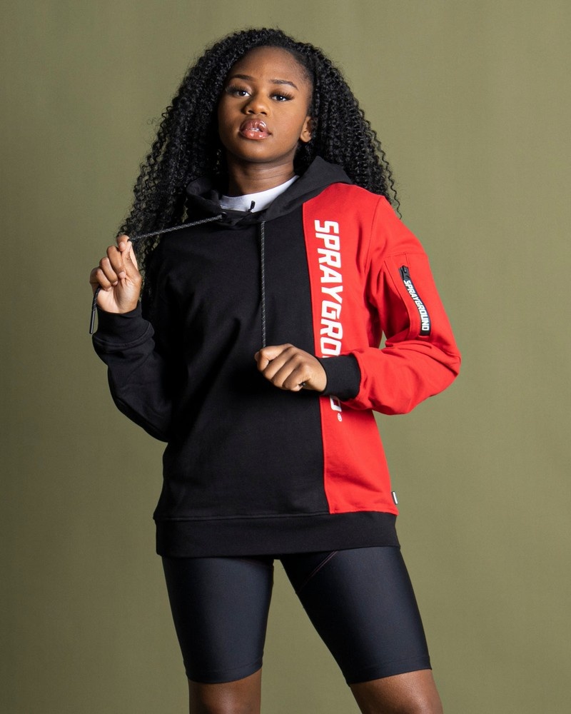Black Sprayground De Lato Red Women's Hoodie | 351012293
