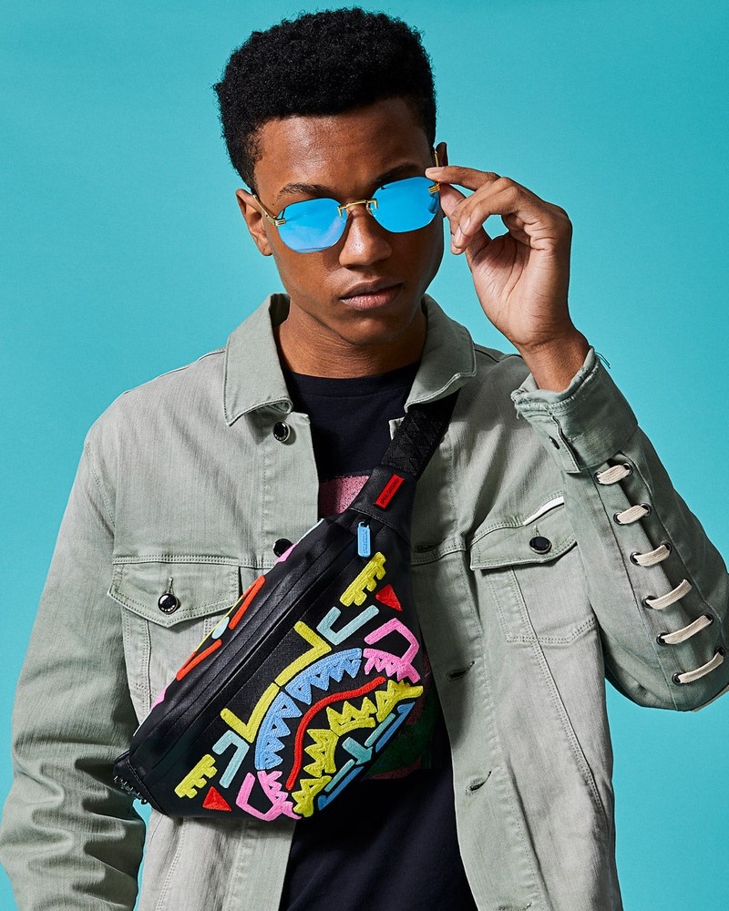 Black Sprayground Electric Retro Men's Waist Bags | 436817456