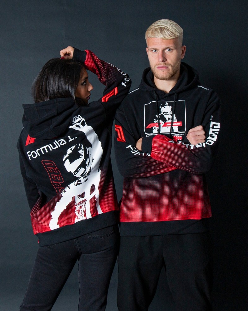 Black Sprayground Formula 1 Shark Track Hoody Men's Hoodie | 264648438
