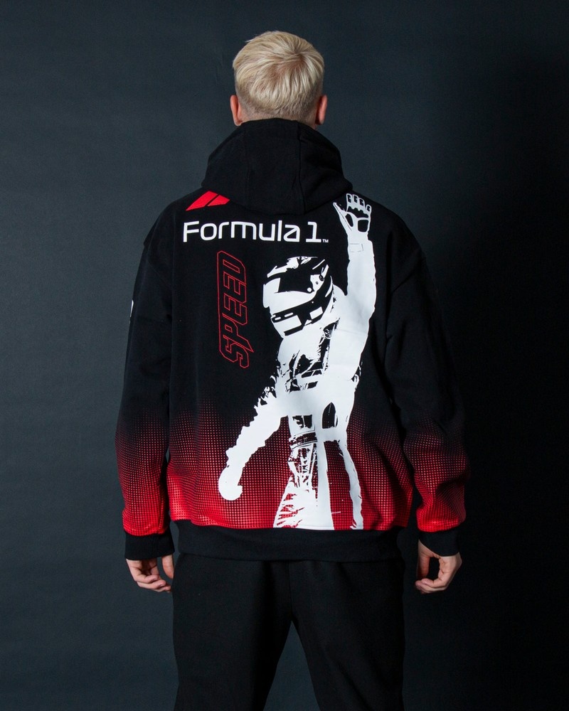 Black Sprayground Formula 1 Shark Track Hoody Men's Hoodie | 264648438